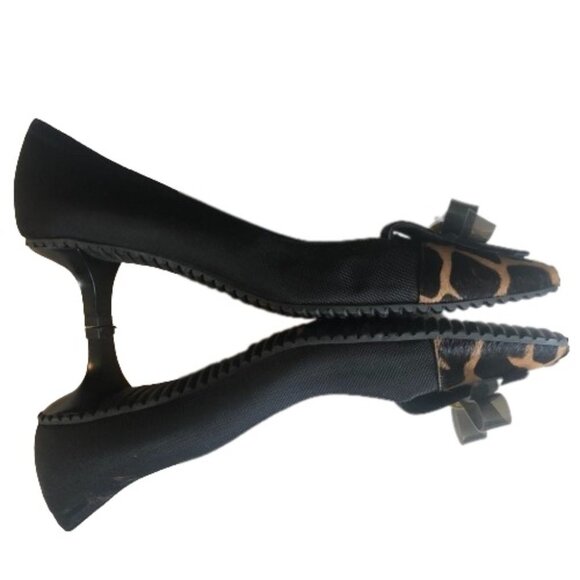 Vintage Y2K Di Sandro Bologna bow animal print kitten heel shoes - Picture 8 of 15